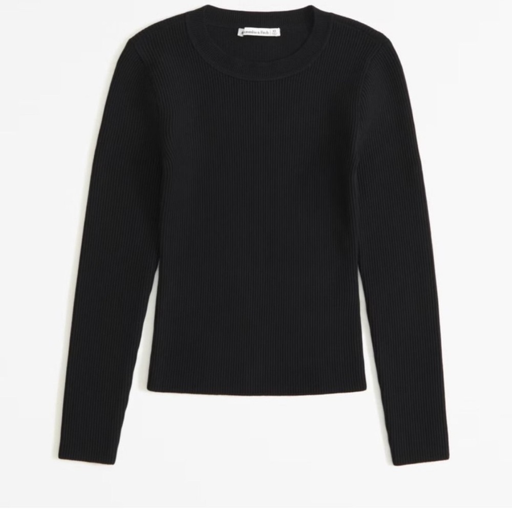 Abercrombie Long-Sleeve Ottoman Crew Top Black XS
